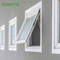 Ventana Abatible de Aleación de Aluminio con Tratamiento de Superficie Personalizado, Vidrio Templado Transparente para Proyectos de Fachadas Exteriores de Villas