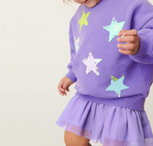 Nouvelle arrivée Robe violette élégante en tulle à manches longues pour enfants pour filles personnalisable - Product Image 4