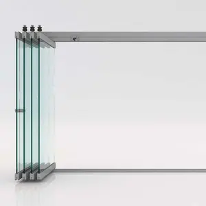 Kaca Tempered untuk Lipat Bi Tanpa Bingkai, 3 Panel, Jelas, 6Mm, 8Mm, 10Mm, 12Mm, Dinding dengan Perlengkapan Perangkat Keras
