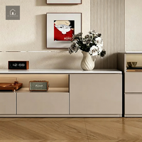Meuble TV nordique XINGRUO avec étagères de présentation et tiroirs, console sur mesure OEM