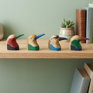 Hand-Carved Wooden Animal Bird Figurines Eco-friendly Durable Mid Century Modern Outdoor Use Decorative Multi-piece Package - Product Image 2