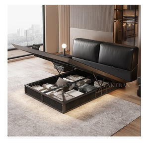 <span class=keywords><strong>Lit</strong></span> King Size Cube Architectural de Conception Italienne, Cadre en Acier Carbone Thermolaqué, Plateforme Illusion Flottante Noir Mat 2026 - Product Image 3