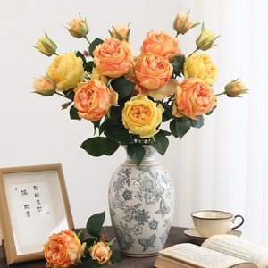 De La Roche Rose <b>Artificial</b> Flower <b>Bouquet</b> Pink Silk High Simulation Wedding Decoration Prop - Product Image 3