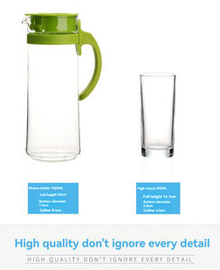 Ensemble de tasses à eau modernes en verre transparent grande capacité 1300/250 ml, résistantes aux micro-ondes et au lave-vaisselle, résistantes aux hautes températures, design tendance - Product Image 5