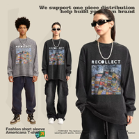 Sweat-shirt en jersey à manches longues vintage pour hommes et femmes personnalisé 270g T-Shirt lourd grande taille motif imprimé 100% coton