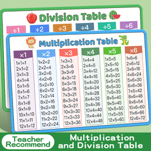 Tableau <span class=keywords><strong>de</strong></span> Multiplication et <span class=keywords><strong>de</strong></span> Division pour Enfants, Affiche Laminée, Tableau des Multiplications, Affiche d'Apprentissage Précoce, Aide <span class=keywords><strong>Math</strong></span>ématique Recommandée par les Enseignants - Product Image 1