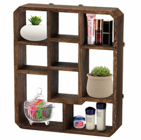 Étagère de présentation en bois sculpté minimaliste à 9 compartiments, écologique, réglable, à prix de gros, pour salon, avec disposition flexible