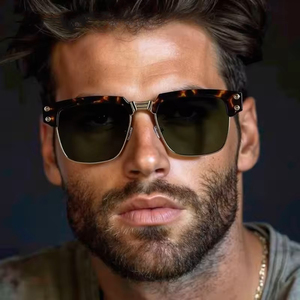 Cổ điển vuông Nửa dày khung steampunk Kính mát nam 2025 xu hướng mới Punk kim loại Sunglass cho nam cổ điển Shades Chất lượng cao - Product Image 5