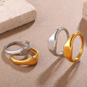Fashionable Geometric Stainless Steel <b>Ring</b> 18K Gold Plated Unisex Jewelry Gift Wearable Accessory - Product Image 2