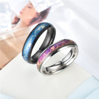 DAIHE – bague de Couple en acier inoxydable, décoloration thermique, température, humeur, couleur changeante, Ekg pour hommes et femmes