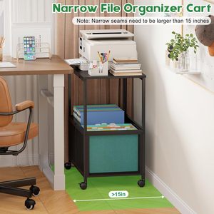 Rolling <b>file</b> cart with wooden tabletop, hanging <b>file</b> <b>organizer</b>, <b>file</b> cabinet <b>organizer</b>, printer holder - Product Image 3