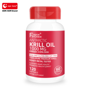Fabricant de suppléments d'huile de krill antarctique en gros avec soutien oméga-3, 1000 mg, 120 gélules molles d'huile de krill antarctique - Product Image 1