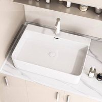 Lavabo Carré Moderne en Céramique à Poser sur Plan, Vasque Artistique pour Projets Hôteliers et Villas