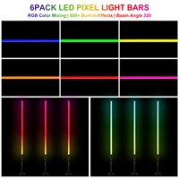 Pack de 6 tubes LED RGB Pixel sans fil DMX Artnet portables de 1,2 m avec batterie 5000 mAh et support pour scène, mariage, fête, DJ