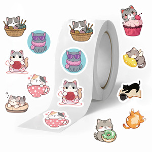 500 Hojas/Rollo de Pegatinas Decorativas de Gatos de Dibujos Animados, Superventas Transfronterizas, para Suministros de Diario y Sobres - Product Image 5