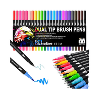 24 stylos marqueurs à double pointe pour livres d'art pour adultes calligraphie peinture croquis feutre fin pinceau papier à dessin 0.5mm