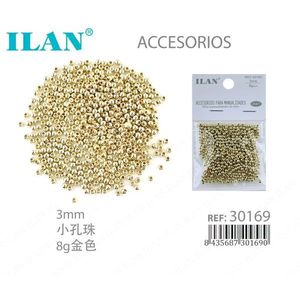 Cuentas Metálicas ILAN de 3mm Doradas con Orificio Pequeño para Accesorios de Joyería Hecha a Mano - Product Image 1