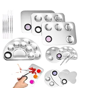 MultiColor different shapes Stainless steel plate Finger Nail Art Gel Design Painting Tool Nail Palette For Beauty Make-up