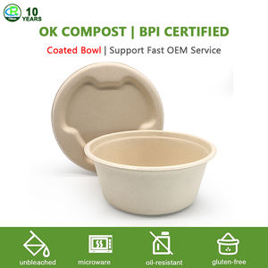 Pâte à Bagasse de canne à sucre personnalisée BPI Pfas, bol rond jetable en papier biodégradable Compostable avec couvercles 16 32 48oz pour <span class=keywords><strong>salade</strong></span> - Product Image 5