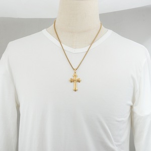 yunnique <b>Cross</b> Pendant Necklace Steel Gold Zinc Alloy Geometric Design Gift Jewelry for <b>Men</b> Women - Product Image 4