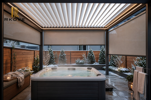 Gazebo de aluminio con persianas motorizadas RKOVE, resistente al invierno, con pantalla de privacidad con cremallera, cubierta aislante para pérgola exterior para patio trasero - Product Image 2