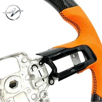 Volant sport en cuir et fibre de carbone YZ personnalisé, orange, 3 branches, avec couleur de surpiqûres personnalisée pour Shelby GT350