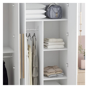 Armoire de chambre à coucher en bois moderne extensible à 4 portes, <span class=keywords><strong>grande</strong></span> <span class=keywords><strong>taille</strong></span>, <span class=keywords><strong>blanche</strong></span>, personnalisable, pour villa, à prix abordable - Product Image 3