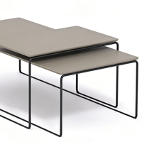 Ensemble de tables basses carrées modulaires chinoises modernes en panneaux HDF gris, tables gigognes à double panneau pour salon, mobilier de maison