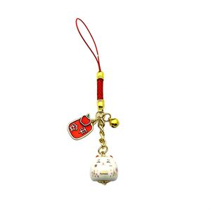 Llavero de Gato de la Suerte Japonés, Bonito Llavero de Cerámica con Diseño de Dibujos Animados Maneki Neko, Colgante para Teléfono, Amuleto de Feng Shui para la Suerte - Product Image 2