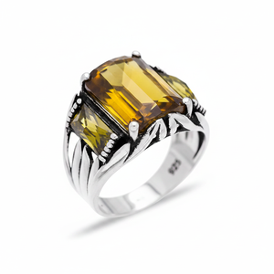 Rectangle Cut Citrine Gemstone Sword Design <b>Men</b> <b>Ring</b> Turkish Wholesale Handmade 925 Sterling <b>Silver</b> <b>Men</b> <b>Ring</b> - Product Image 2