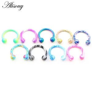 Wholesale 100Pieces Baking Paint Captive Bead Septum Lip Labret Eyebrow Nose Ring Ear Guauge Horseshoe BCR Piercing Body Jewelry