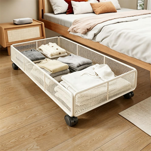 Household Rolling Under Bed <b>Storage</b> Cart Basket Organizer with Wheels for <b>Clothes</b> Bedding Toy - Product Image 1