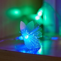 Lampu Hias Serat Optik LED Gantung Bentuk Bunga, Lampu Dekoratif Putih Hangat untuk Natal, Pernikahan, dan Liburan