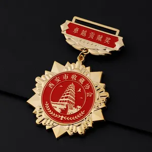 Metal Customized Excellent Outstanding Staff Honor Medal Custom Metal Staff Medal Badges