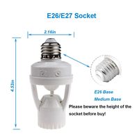 Sensor de Movimiento Infrarrojo Fácil de Instalar, Portalámparas E26/E27, Detección de 360°, Alcance Máximo de 6 m, Retardo Ajustable de 5 a 5 Minutos