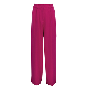 Abiti da donna pantaloni coreani di moda rosa pieghettati da ufficio Casual a vita alta pantaloni larghi da donna - Product Image 4
