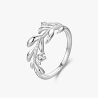 Lot de superbes bagues en argent 925 avec feuilles en zircon cubique, finition polie miroir, bijoux fins de qualité supérieure pour usage quotidien et mariages, vente en gros