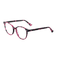 1 jeu de lunettes en acétate classique, verres transparents Anti-lumière bleue, monture pour lunettes d'ordinateur Vintage rondes