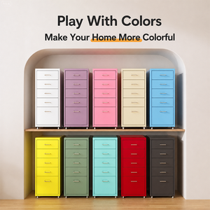 Meuble de rangement métallique à roulettes multi-tiroirs pour la maison, armoire de rangement mobile en acier démontable pour espaces étroits, idéal pour les enfants - Product Image 5