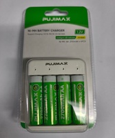 Chargeur de batterie intelligent portable PUJIMAX à 4 emplacements, compatible avec les piles rechargeables NiMH AA AAA 1,2 V, ensemble complet