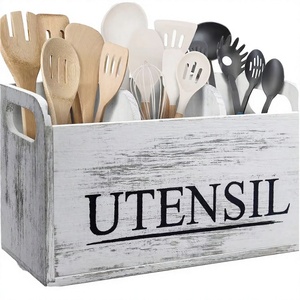 Organisateur de comptoir de cuisine moderne et écologique en bois, multifonctionnel et portable, pour couverts et ustensiles de cuisine, avec compartiments - Product Image 1