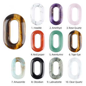 จี้หินกึ่งมีค่ารูปวงรีขนาด 38*23 มม. แบบ O-ring คริสตัลหยกแกะสลักรูปไข่รูใหญ่ สร้อยคอ เครื่องประดับสำหรับสวมใส่ ลดราคา - Product Image 2