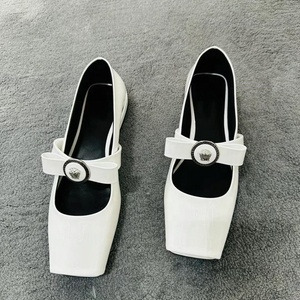 Colori tinta unita da donna <span class=keywords><strong>sandali</strong></span> aperti a punta quadrata da donna <span class=keywords><strong>con</strong></span> cinturino causale a metà arco pump da ufficio scarpe di seta piatte da donna - Product Image 6