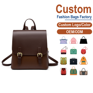 Mochila de Cuero Genuino de Dos Tonos Ligera y Personalizada de Fábrica, Color Caramelo de Verano, para Mujeres y Estudiantes - Product Image 1