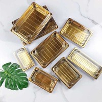 Récipient alimentaire à sushi doré Rectangle forme recyclé boîte d'emballage de sushi à emporter boîte salade alimentaire conteneur à emporter Conta