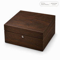 Boîte à montre de luxe en bois à fente unique, finition noyer, coussin en daim amovible, étui cadeau pour montre, personnalisation de marque OEM