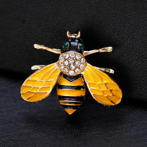 Broches en émail jaune en forme d'abeille, broches en diamant avec effet de goutte d'huile, broche mignonne en forme d'insecte abeille, corsage pour vêtements - Product Image 3