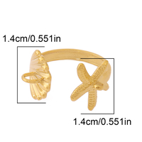 1 pièce Anneaux ouverts style océan en acier inoxydable plaqué or 18 carats pour femmes, pour la création de bijoux DIY