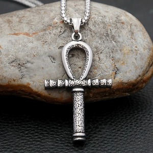 yunnique Ancient Egyptian Ankh Pendant Stainless Steel Men's Necklace <b>Cross</b> Shape Jewelry Gift - Product Image 4