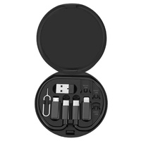 Câble de données USB Type-C multifonction 6-en-1 à charge rapide 5A avec boîte de rangement pour téléphone portable, batterie externe et ordinateur – Facile à transporter
